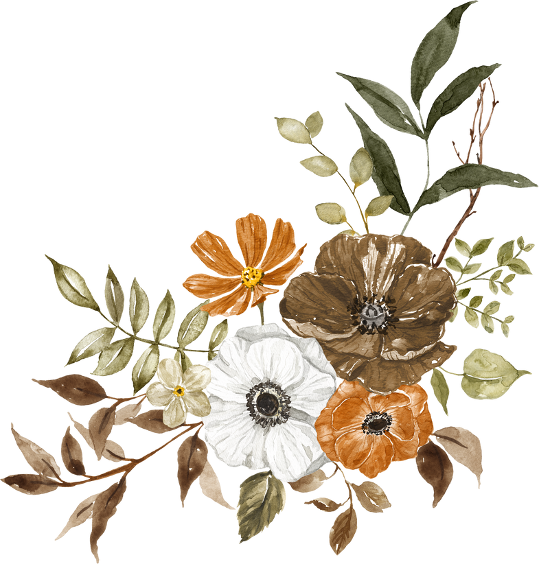 Watercolor autumn floral arrangement